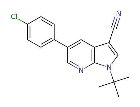 Molecular Structure of 1418299-52-1 (5-(4-chlorophenyl)-1-(tert-butyl)-1H-pyrrolo[2,3-b]pyridine-3-carbonitrile)