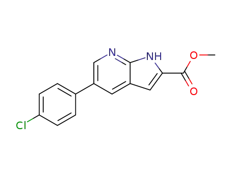 Molecular Structure of 1426575-26-9 (methyl 5-(4-chlorophenyl)-1H-pyrrolo[2,3-b]pyridine-2-carboxylate)