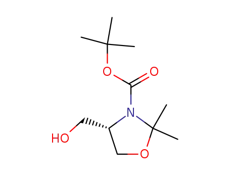 Molecular Structure of 108149-65-1 ((S)-4-Hydroxymethyl-2,2-dimethyl-oxazolidine-3-carboxylic acid tert-butyl ester)