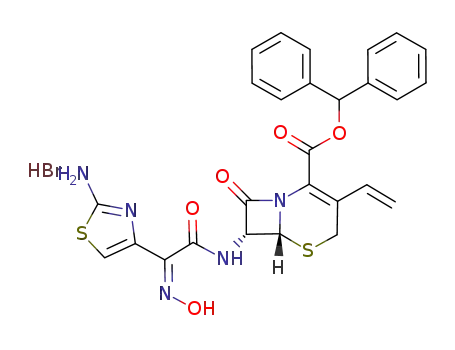 Molecular Structure of 1056963-31-5 (benzhydryl 7-[2-(-aminothiazaol-4-yl)-2-hydroxyiminoacetamido]-3-vinyl-3-cephem-4-carboxylate hydrobromide (syn isomer))