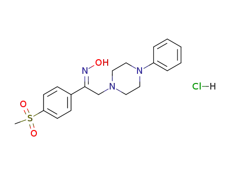 Molecular Structure of 104058-01-7 (Ethanone,1-[4-(methylsulfonyl)phenyl]-2-(4-phenyl-1-piperazinyl)-, oxime, hydrochloride(1:1))