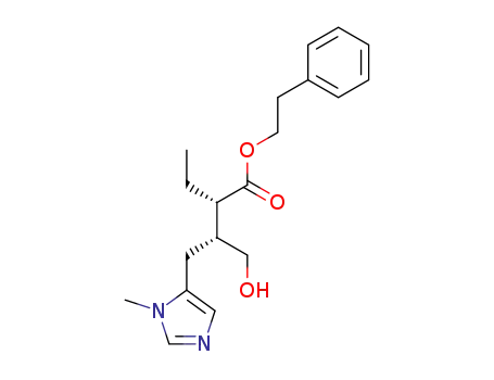 Molecular Structure of 92598-86-2 ((2S,3R)-2-Ethyl-3-hydroxymethyl-4-(3-methyl-3H-imidazol-4-yl)-butyric acid phenethyl ester)