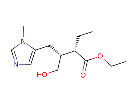 Molecular Structure of 96914-10-2 ((2S,3R)-2-Ethyl-3-hydroxymethyl-4-(3-methyl-3H-imidazol-4-yl)-butyric acid ethyl ester)