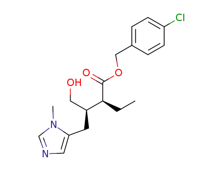 Molecular Structure of 92598-89-5 ((2S,3R)-2-Ethyl-3-hydroxymethyl-4-(3-methyl-3H-imidazol-4-yl)-butyric acid 4-chloro-benzyl ester)