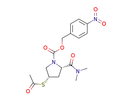 Molecular Structure of 96034-61-6 (4-Nitrobenzyl (2S,4S)-4-(acetylthio)-2-[(dimethylamino)carbonyl]pyrrolidine-1-carboxylate)