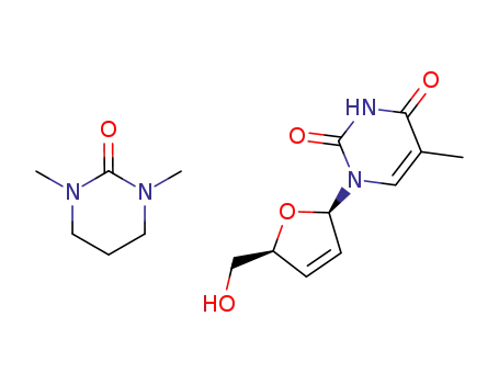 Molecular Structure of 938050-90-9 (2',3'-didehydro-3'-deoxythymidine N,N-dimethyl propylene urea solvate)