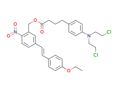 Molecular Structure of 1384982-40-4 ((E)-5-(4-ethoxystyryl)-2-nitrobenzyl 4-(4-(bis(2-chloroethyl)amino)phenyl)butanoate)