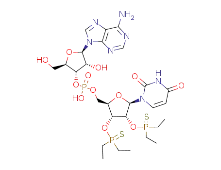 Molecular Structure of 125444-59-9 (2',3'-O-bis-diethylphosphinothioyluridylyl-(5'-3')-adenosine)