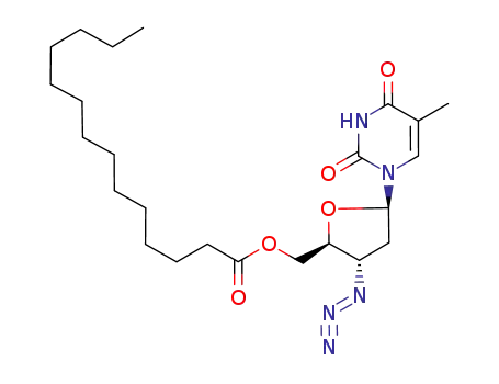 Molecular Structure of 130683-74-8 (3‘-azido-2’,3’-dideoxy-5’-O-(tetradecanoyl)thymidine)