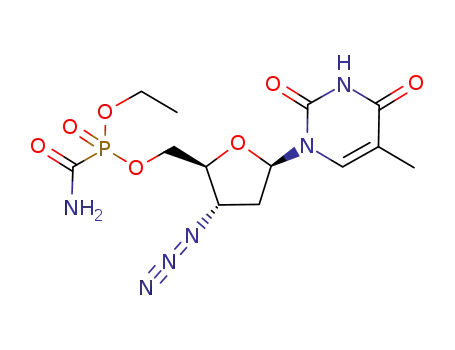 Molecular Structure of 672940-64-6 (Thymidine, 3'-azido-3'-deoxy-, 5'-[ethyl (aminocarbonyl)phosphonate])