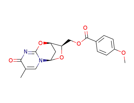 Molecular Structure of 130051-04-6 (Benzoic acid, 4-methoxy-,
[(2R,3R,5R)-2,3-dihydro-8-methyl-9-oxo-2,5-methano-5H,9H-pyrimido[
2,1-b][1,5,3]dioxazepin-3-yl]methyl ester)