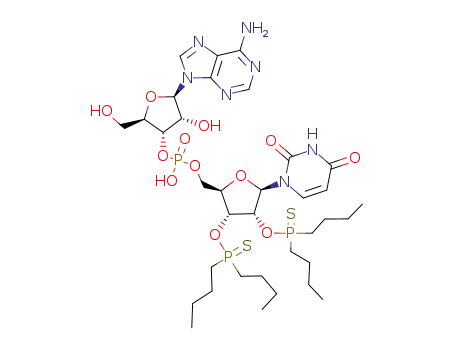 Molecular Structure of 125444-61-3 (2',3'-O-bis-di-n-butylphosphinothioyluridylyl-(5'-3')-adenosine)