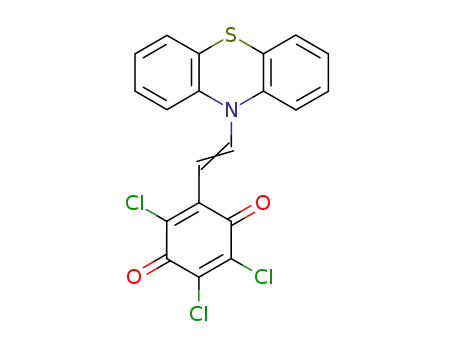 Molecular Structure of 77475-25-3 (2,5-Cyclohexadiene-1,4-dione,
2,3,5-trichloro-6-[2-(10H-phenothiazin-10-yl)ethenyl]-)