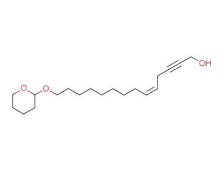 Molecular Structure of 116194-90-2 (5-Tetradecen-2-yn-1-ol, 14-[(tetrahydro-2H-pyran-2-yl)oxy]-, (Z)-)