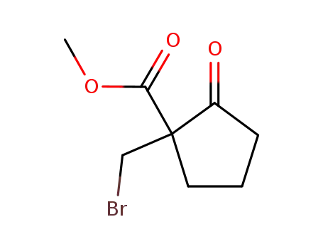 Molecular Structure of 107986-99-2 (Cyclopentanecarboxylic acid, 1-(bromomethyl)-2-oxo-, methyl ester)