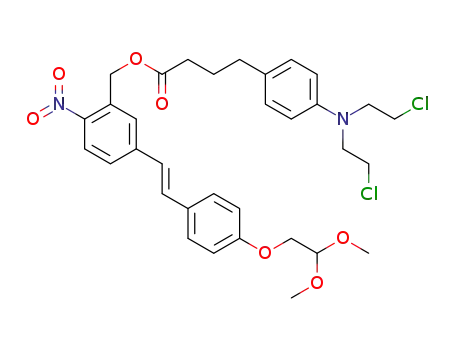 Molecular Structure of 1384982-53-9 ((E)-5-(4-(2,2-dimethoxyethoxy)styryl)-2-nitrobenzyl 4-(4-(bis(2-chloroethyl)amino)phenyl)butanoate)