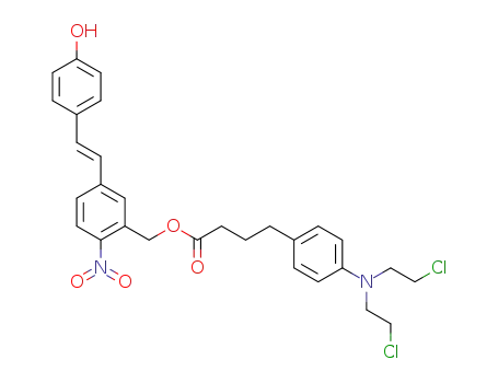 Molecular Structure of 1384982-41-5 ((E)-5-(4-hydroxystyryl)-2-nitrobenzyl 4-(4-(bis(2-chloroethyl)amino)phenyl)butanoate)
