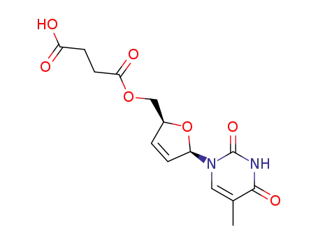 Molecular Structure of 152336-78-2 (2',3'-didehydro-5'-O-hemisuccinate-3'-deoxythymidine)