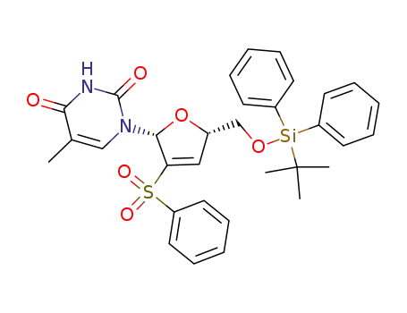 Uridine, 2',3'-didehydro-2',3'-dideoxy-5'-O-[(1,1-dimethylethyl)diphenylsilyl]-5-methyl-2'-(phenylsulfonyl)-