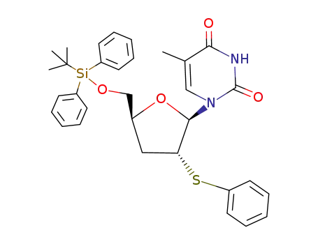 1-<5-O-(tert-butyldiphenylsilyl)-2,3-dideoxy-2-phenylthio-β-D-erythro-pentofuranosyl>thymine