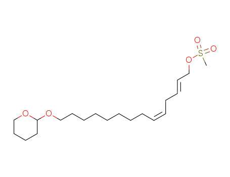 Molecular Structure of 116194-92-4 (2,5-Tetradecadien-1-ol, 14-[(tetrahydro-2H-pyran-2-yl)oxy]-,methanesulfonate, (E,Z)-)