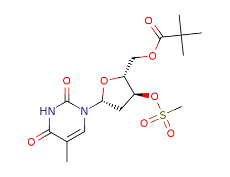 Molecular Structure of 130446-04-7 (Thymidine, 5'-(2,2-dimethylpropanoate) 3'-methanesulfonate)
