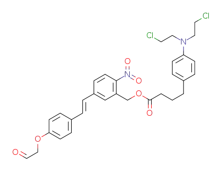 Molecular Structure of 1384982-46-0 ((E)-2-nitro-5-(4-(2-oxoethoxy)styryl)benzyl 4-(4-(bis(2-chloroethyl)amino)phenyl)butanoate)