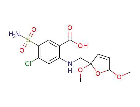 Molecular Structure of 1351169-05-5 (4-chloro-2-[(2,5-dimethoxy-2,5-dihydro-furan-2-ylmethyl)-amino]-5-sulfamoyl-benzoic acid)