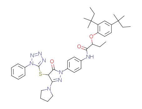 1-{4-[α-(2，4-Di-tert-penylphenoxy)- butyramido]phenyl}-3-(1- pyrrolidino)-4-(1-phenyl-5-tetrazolylthio)-5-pyrazolone