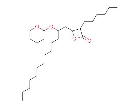 Molecular Structure of 104802-31-5 (2-Oxetanone, 3-hexyl-4-[2-[(tetrahydro-2H-pyran-2-yl)oxy]tridecyl]-)