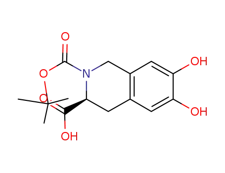 Molecular Structure of 617699-47-5 ((S)-1,2,3,4-tetrahydro-6,7-dihydroxy-2-(tert-butyloxycarbonyl)-3-isoquinolinecarboxylic acid)