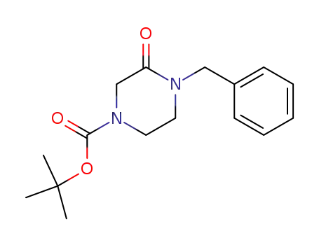 Molecular Structure of 78551-60-7 (4-BENZYL-3-OXOPIPERAZINE-1-CARBOXYLIC ACID TERT-BUTYL ESTER)