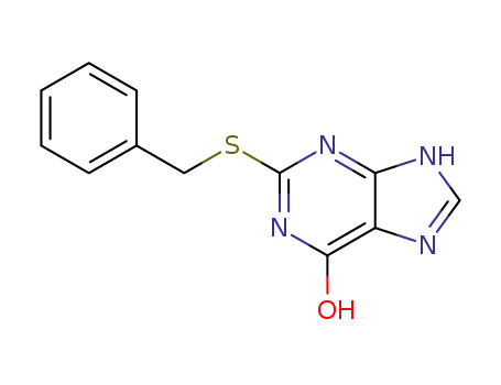 Molecular Structure of 5752-57-8 (6H-Purin-6-one, 1,7-dihydro-2-[(phenylmethyl)thio]-)