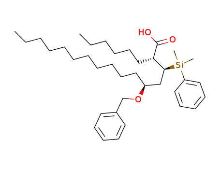 Molecular Structure of 130625-79-5 ((2R,3S,5S)-5-Benzyloxy-3-(dimethyl-phenyl-silanyl)-2-hexyl-hexadecanoic acid)