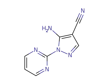 Molecular Structure of 89978-00-7 (5-Amino-1-(pyrimidin-2-yl)-1H-pyrazole-4-carbonitrile)