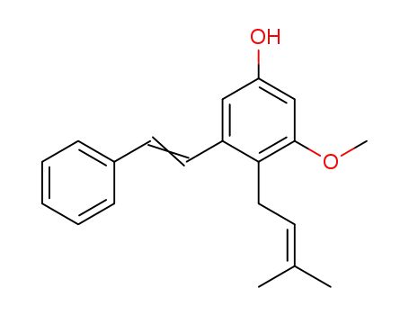 Molecular Structure of 111810-58-3 (Phenol, 3-methoxy-4-(3-methyl-2-butenyl)-5-(2-phenylethenyl)-)