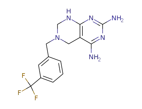 Molecular Structure of 79988-63-9 (6-(3-Trifluoromethyl-benzyl)-5,6,7,8-tetrahydro-pyrimido[4,5-d]pyrimidine-2,4-diamine)
