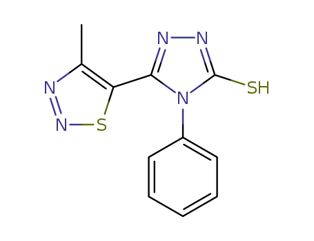 Molecular Structure of 1260230-40-7 (5-(4-methyl-1,2,3-thiadiazol-5-yl)-4-phenyl-4H-1,2,4-triazole-3-thiol)