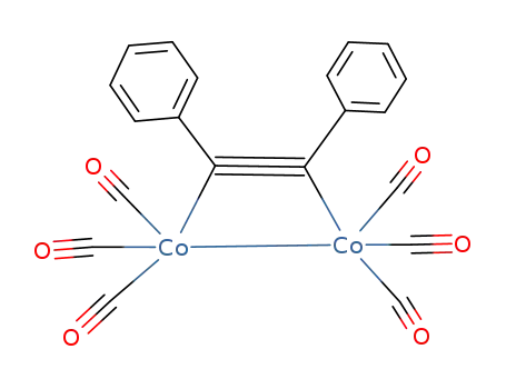 Molecular Structure of 14515-69-6 (Cobalt, hexacarbonyl[m-[1,1'-(h2:h2-1,2-ethynediyl)bis[benzene]]]di-, (Co-Co))