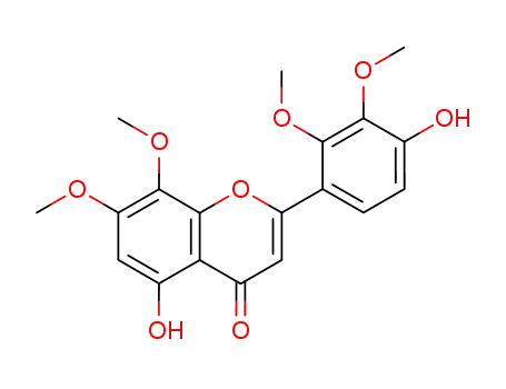Molecular Structure of 113963-50-1 (4H-1-Benzopyran-4-one,
5-hydroxy-2-(4-hydroxy-2,3-dimethoxyphenyl)-7,8-dimethoxy-)