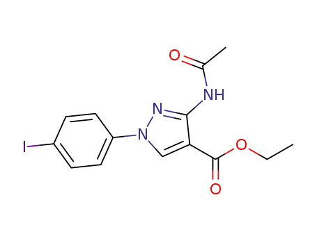 Molecular Structure of 1335105-20-8 (3-acetylamino-1-(4-iodo-phenyl)-1H-pyrazole-4-carboxylicacid ethyl ester)