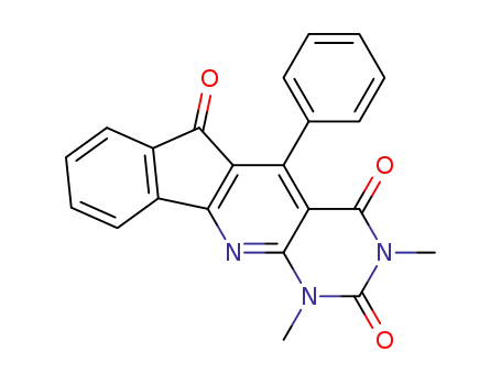 Molecular Structure of 24680-19-1 (1,3-dimethyl-5-phenyl-1H-indeno[2′,1′:5,6]pyrido[2,3-d]pyrimidine-2,4,6(3H)-trione)