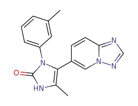 Molecular Structure of 1043908-08-2 (4-([1,2,4]triazolo[1,5-a]pyridin-6-yl)-5-methyl-3-m-tolyl-1H-imidazol-2(3H)-one)