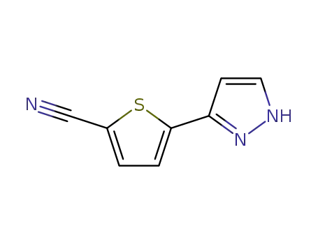 Molecular Structure of 474707-58-9 (2-Thiophenecarbonitrile, 5-(1H-pyrazol-3-yl)-)
