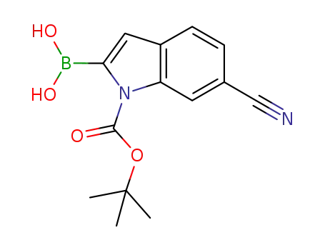 Molecular Structure of 913835-67-3 (6-CYANO-1H-INDOL-2-YLBORONIC ACID, N-BOC PROTECTED 96)