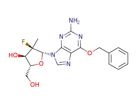 Molecular Structure of 1199809-29-4 ((2R,3R,4R,5R)-5-(2-amino-6-(benzyloxy)-9H-purin-9-yl)-4-fluoro-2-(hydroxymethyl)-4-methyltetrahydrofuran-3-ol)