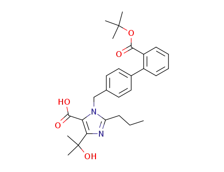 Molecular Structure of 144690-41-5 (1-[(2'-t-butoxycarbonylbiphenyl-4-yl)methyl]-4-(1-hydroxy-1-methylethyl)-2-propylimidazole-5-carboxylic acid)