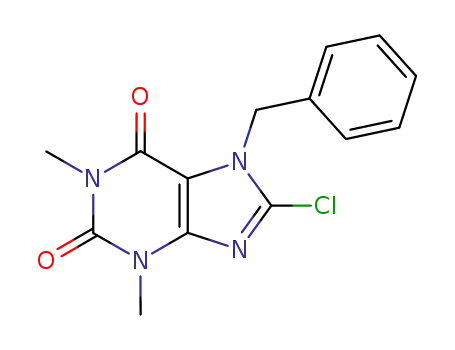 Molecular Structure of 109286-40-0 (7-BENZYL-8-CHLORO-1,3-DIMETHYL-3,7-DIHYDRO-1H-PURINE-2,6-DIONE)