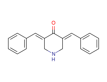 Molecular Structure of 132766-61-1 (4-Piperidinone, 3,5-bis(phenylmethylene)-, (3E,5E)-)