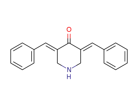 Molecular Structure of 132766-61-1 (4-Piperidinone, 3,5-bis(phenylmethylene)-, (3E,5E)-)